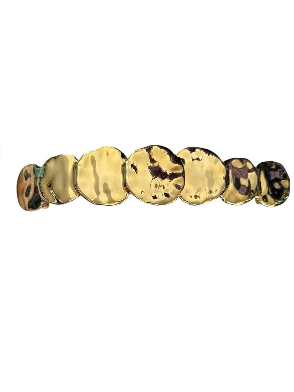 Vintage Accessocraft NYC Gold Hammered Disc Belt Front / Centerpiece 9” — 1970s - Picture 3 of 9